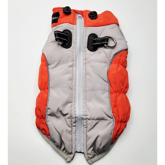 Other - Yakotaki Red/Orange & Gray Dog Jacket with Zipper and D-Ring – Size Small